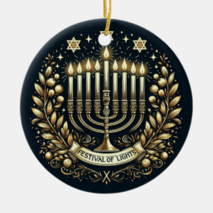 Feest van de Lichten Hanukkah Keramisch Ornament