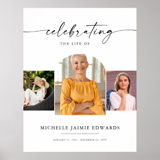 Feest van het Leven | Herdenkings Funeral Foto Poster (Voorkant)