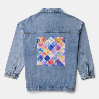 Feest van kleuren in een bloementuin denim jacket