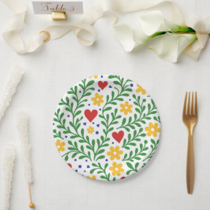 Feest van Liefde Fun Kleurrijk Bloemend Bruiloft Papieren Bordje