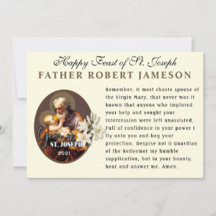 Feest van St. Jozef Katholieke Memorare Gebed Kaart