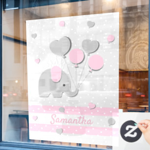 Feest voor baby Olifant Ballonnen Kraamcadeau Raamsticker