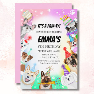 Feest voor honden met cake feestje kaart