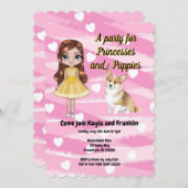 Feest voor prinsessen en puppy's kaart (Voorkant / Achterkant)