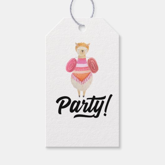 Feest! Waterverf Llama Cadeaulabel (Voorkant)