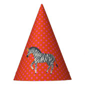 Feest Zebra met roze Stippen op rood Feesthoedjes (Voorkant)