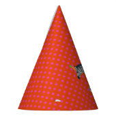 Feest Zebra met roze Stippen op rood Feesthoedjes (Links)