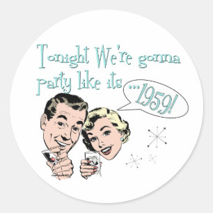 Feest zoals het 1959 is! ronde sticker