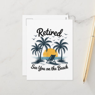 Feest Zomer Met Pensioen Tot Ziens Op Het Strand Feestdagenkaart