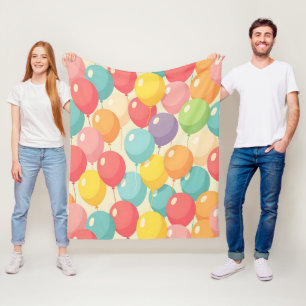 Feestballonnen in verschillende kleuren fleece deken
