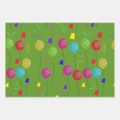 Feestballonnen, Petten en kaarsen in kleurrijke st Inpakpapier Vel (Voorkant 3)