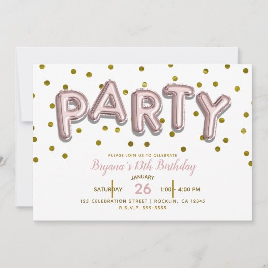 Feestballonnen Roze Roze Goud Verjaardag ELKE KLEU Kaart (Voorkant)