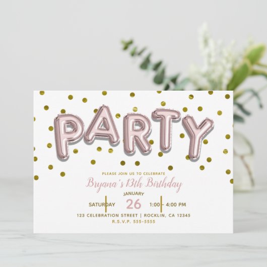 Feestballonnen Roze Roze Goud Verjaardag ELKE KLEU Kaart (Staand voorkant)