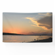 Feestbanner met zonsondergang ontwerp (deel van co