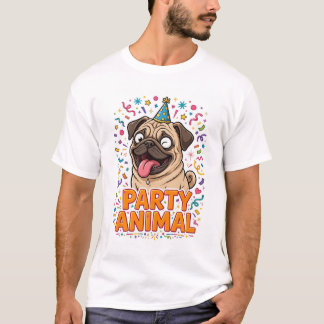 Feestbeest Grappig Pug T-shirt - Cute Hond Verjaar