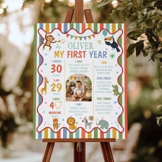 Feestbeest Safari Eerste Jaar Foto Mijlpaal Poster