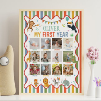 Feestbeesten Eerste Jaar Foto Mijlpaal Poster