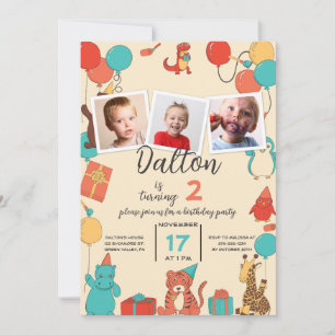 Feestbeesten en foto's Kinderverjaardag Kaart