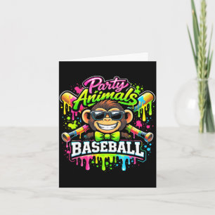 Feestbeesten honkbal ijs druppel grappige aap kaart