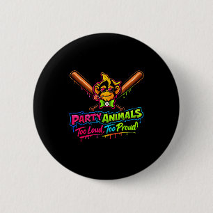 Feestbeesten honkbal jersey ronde button 5,7 cm