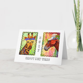 Feestbeesten Nieuwjaarskaart Feestdagen Kaart