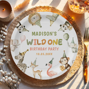 Feestbeesten Wilde Safari 1e Verjaardag Papieren Bordje