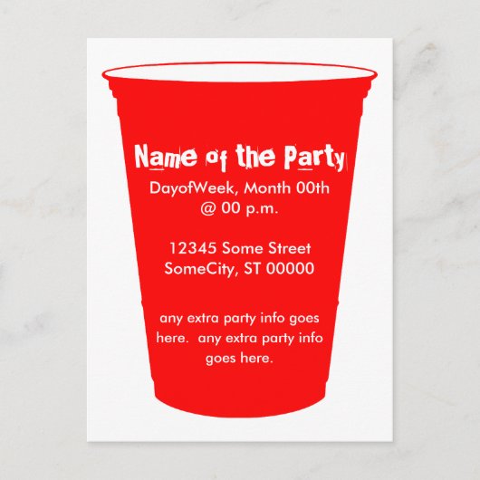 feestbekertje uitnodiging briefkaart (Voorkant)