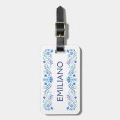 Feestblauw Bagagelabel (Voorkant verticaal)