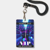 Feestbus Blacklight Dans Sweet 16 VIP-pas Badge (Achterkant met lanyard)