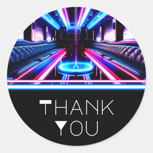 Feestbus Gloed Lichten Dansvloer Verjaardagsfeest Ronde Sticker (Voorkant)