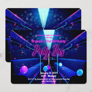 Feestbus Glow Party Clubhoppen 21e Verjaardag Kaart