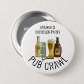 Feestcafé-rondgang Bier Verloofd Verjaardag Ronde Button 7,6 Cm (Voorkant /achterkant)