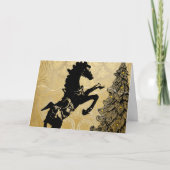  feestdag bij fokpaarden en -kerstbomen kaart (Voorkant)