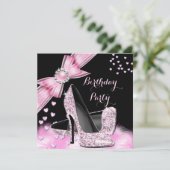  feestdag Glitter roze hoog Kaart (Staand voorkant)