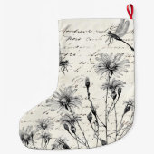  feestdag in het Franse script Wildflower Dragonfl Grote Kerstsok (Achterkant)