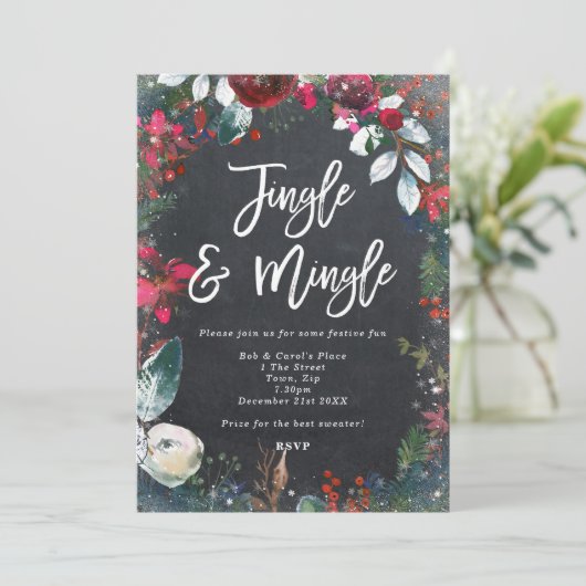 feestdag in jingle en mingle sparkly kaart (Staand voorkant)