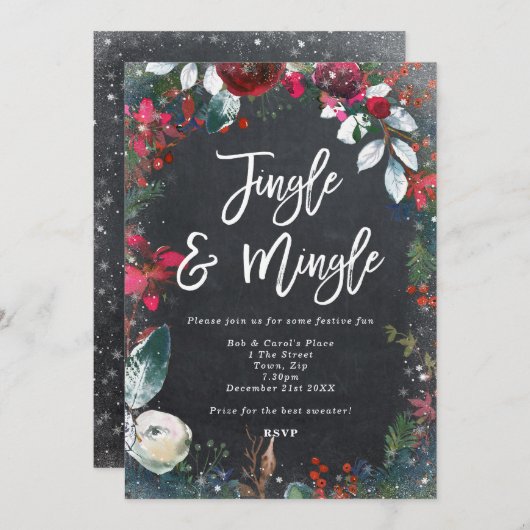 feestdag in jingle en mingle sparkly kaart (Voorkant / Achterkant)