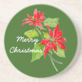 feestdag in Poinsettia Zandsteen Onderzetter (Voorkant)