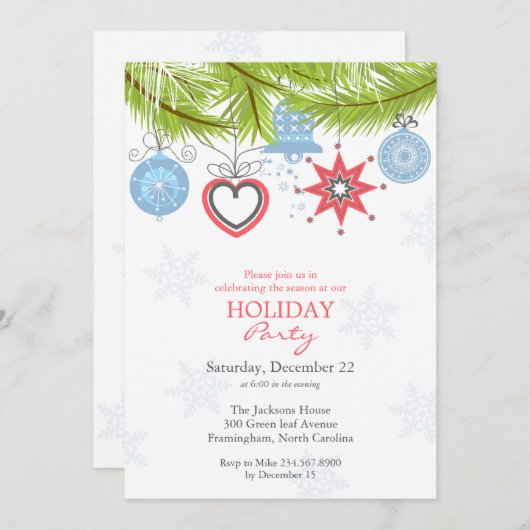 Feestdag Kerst uitnodiging (Voorkant / Achterkant)