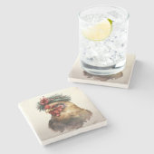 feestdag/kerstkip stenen onderzetter (Zijkant)