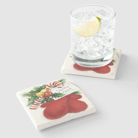 feestdag kerstmis Mittens Stenen Onderzetter (Zijkant)