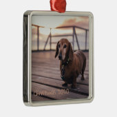 feestdag Pet Dog Dachshund Metalen Ornament (Rechts)