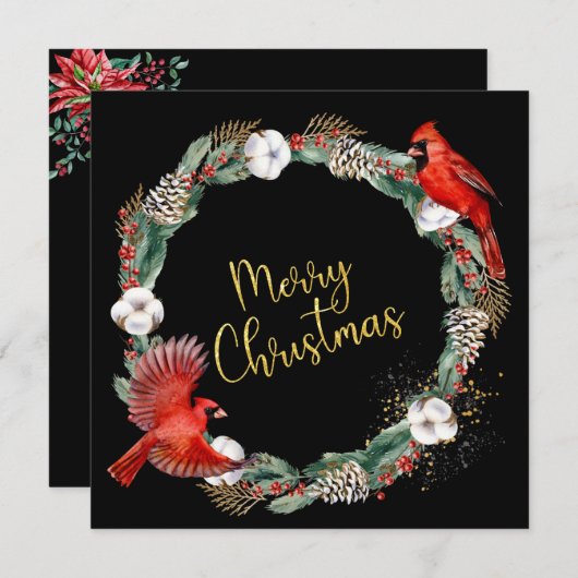 feestdag, rode kardinalen - Kerstmis Kaart (Voorkant / Achterkant)