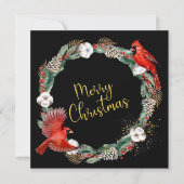 feestdag, rode kardinalen - Kerstmis Kaart (Voorkant)