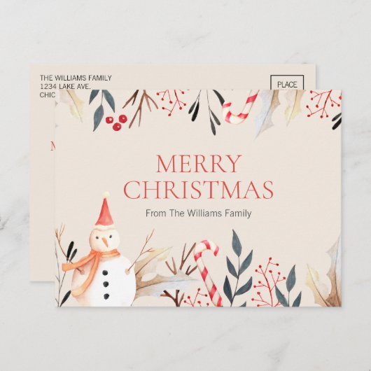 feestdag Snowman Kerstfeestdag Briefkaart (Voorkant / Achterkant)