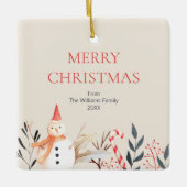 feestdag Snowman Kerstmis Keramisch Ornament (Voorkant)