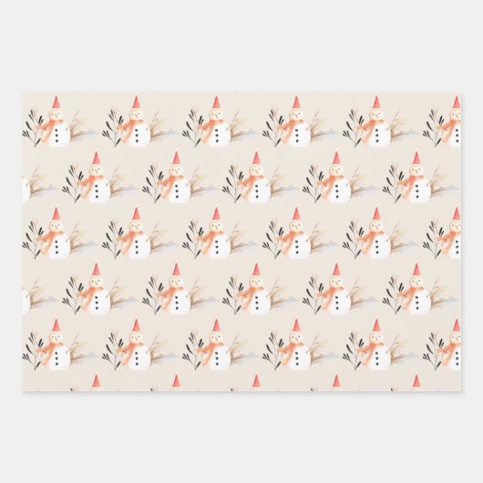 feestdag Snowman Merry kerstwrapping P Inpakpapier Vel (Voorkant)