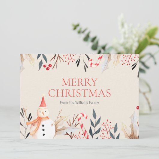 feestdag Snowman met kerstfeestdag Kaart (Staand voorkant)