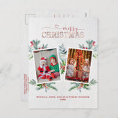 Feestdagen Foto Collage Merry Kerstkalligrafie (Voorkant / Achterkant)