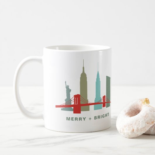 Feestdagen in New York, Architecture Skyline Koffiemok (Met donut)